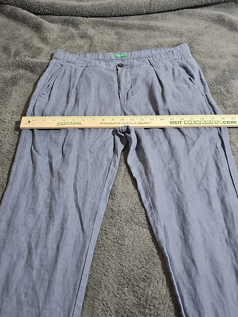 United Colors of Benetton Straight Leg 100% Linen Pants Pockets Belt Loops US 10 - Picture 6 of 13